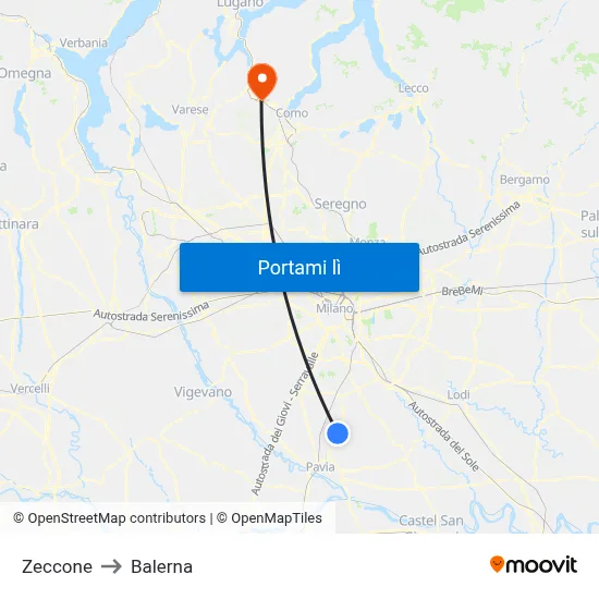 Zeccone to Balerna map