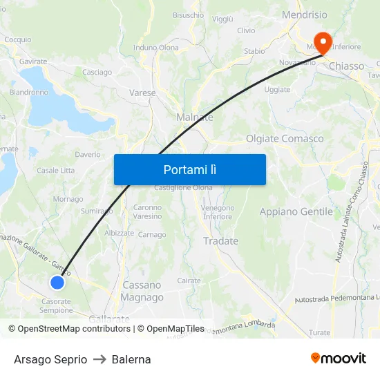 Arsago Seprio to Balerna map