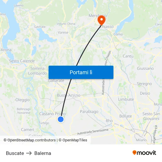 Buscate to Balerna map