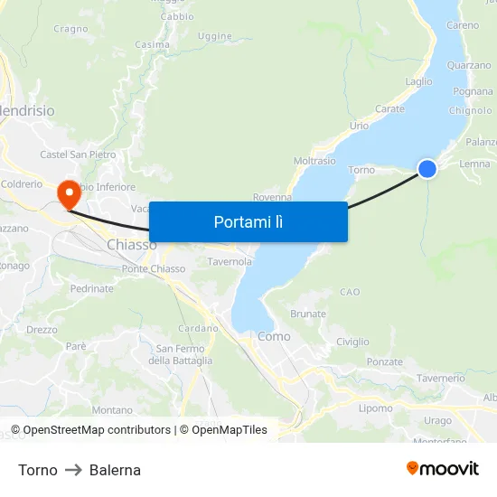 Torno to Balerna map