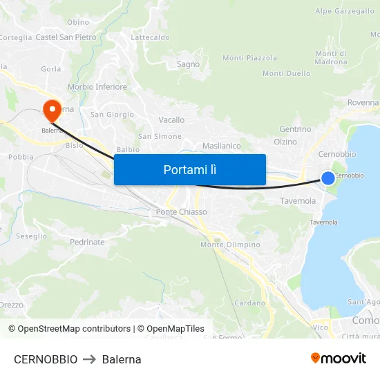 CERNOBBIO to Balerna map