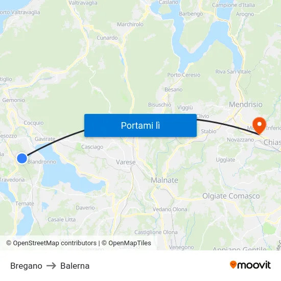 Bregano to Balerna map