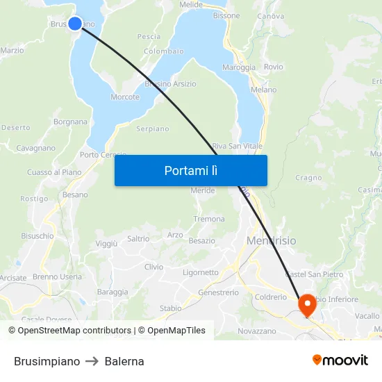 Brusimpiano to Balerna map