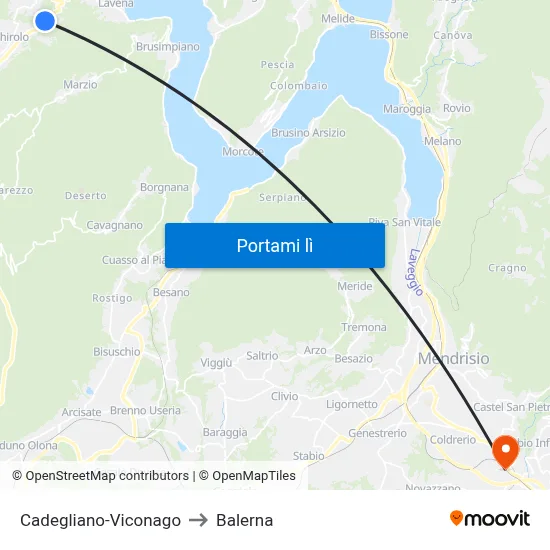 Cadegliano-Viconago to Balerna map