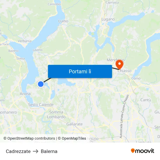 Cadrezzate to Balerna map