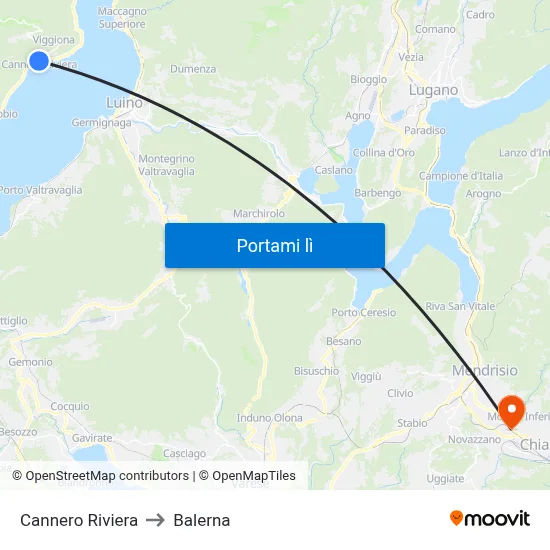 Cannero Riviera to Balerna map