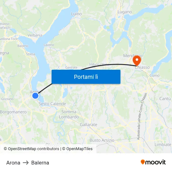 Arona to Balerna map