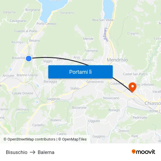 Bisuschio to Balerna map