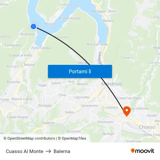 Cuasso Al Monte to Balerna map