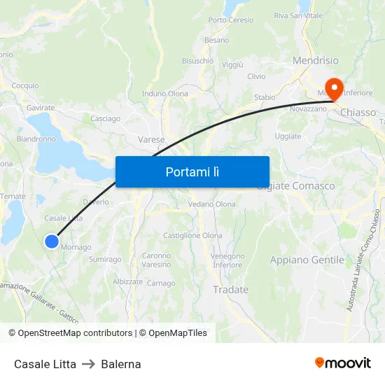 Casale Litta to Balerna map