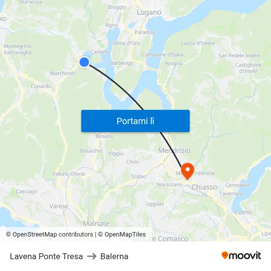 Lavena Ponte Tresa to Balerna map