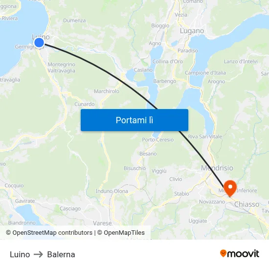 Luino to Balerna map
