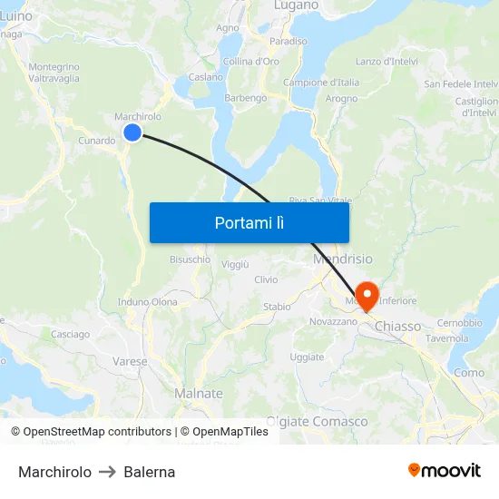 Marchirolo to Balerna map