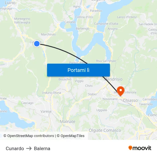 Cunardo to Balerna map