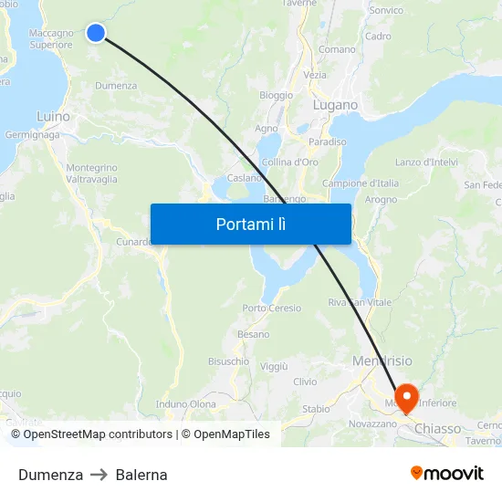 Dumenza to Balerna map