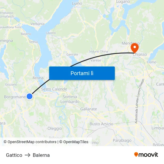 Gattico to Balerna map