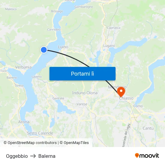 Oggebbio to Balerna map