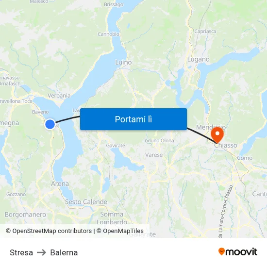 Stresa to Balerna map