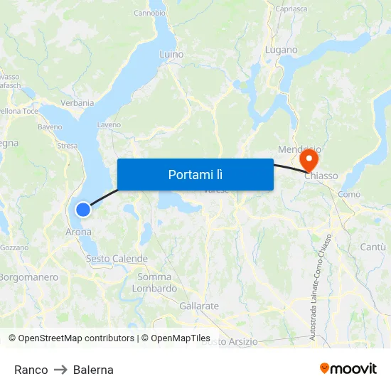 Ranco to Balerna map