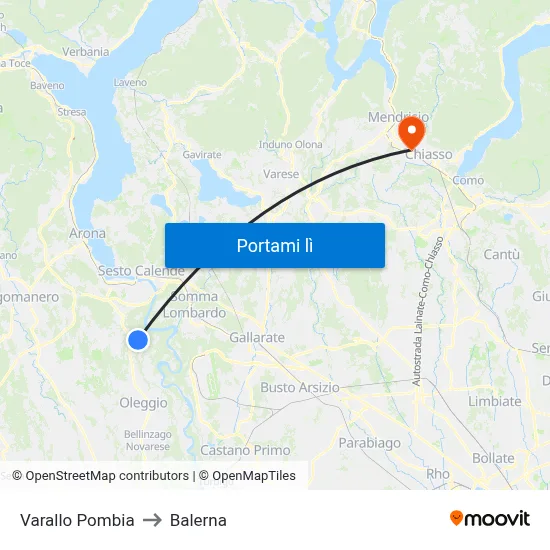 Varallo Pombia to Balerna map