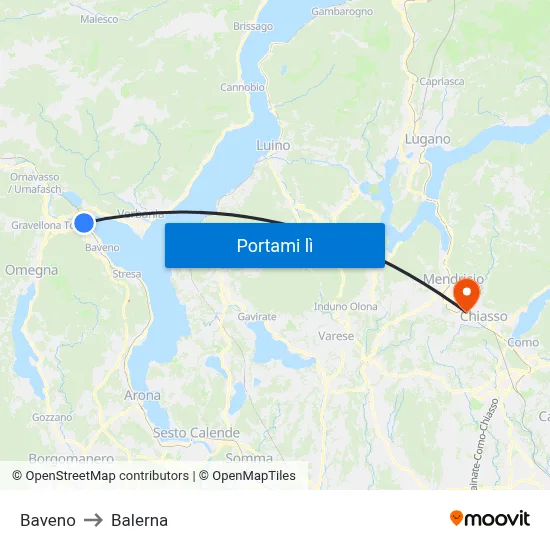Baveno to Balerna map