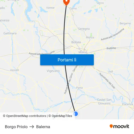 Borgo Priolo to Balerna map