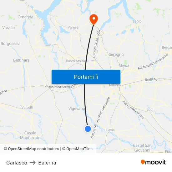 Garlasco to Balerna map