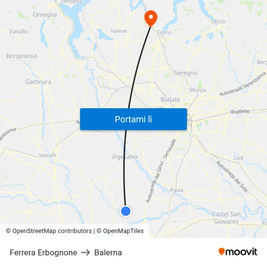 Ferrera Erbognone to Balerna map