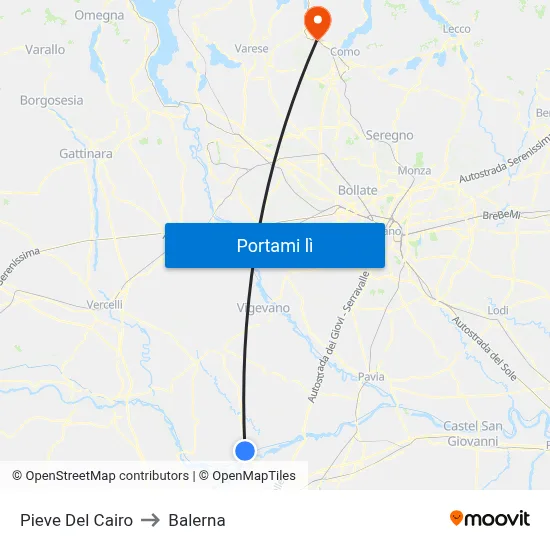 Pieve Del Cairo to Balerna map
