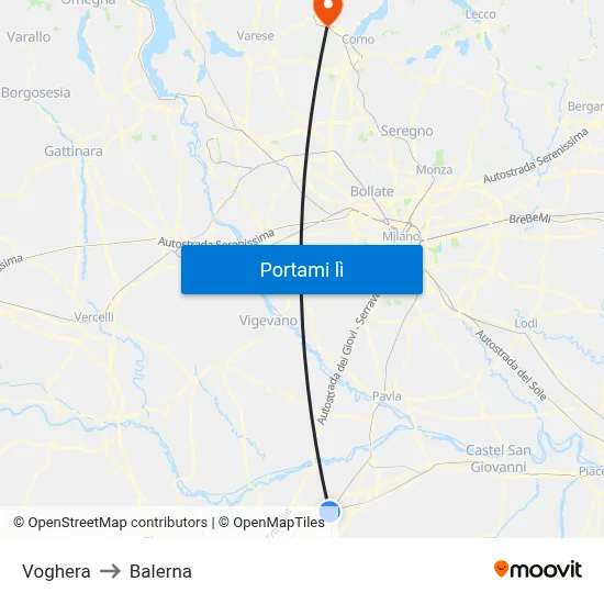 Voghera to Balerna map