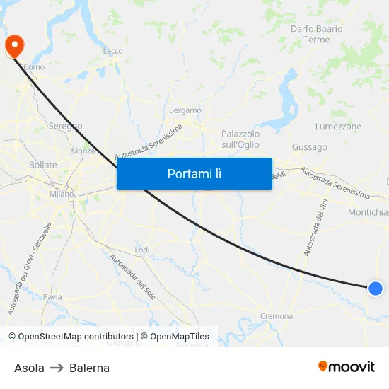 Asola to Balerna map