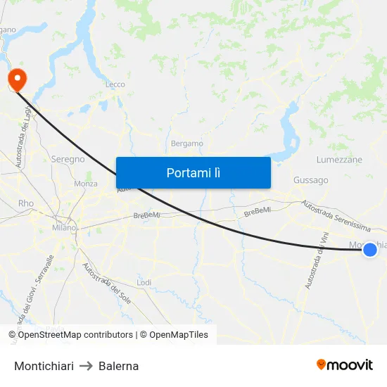 Montichiari to Balerna map