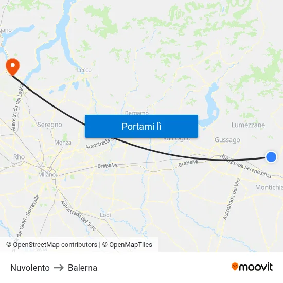 Nuvolento to Balerna map