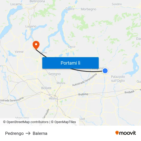 Pedrengo to Balerna map