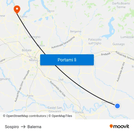 Sospiro to Balerna map