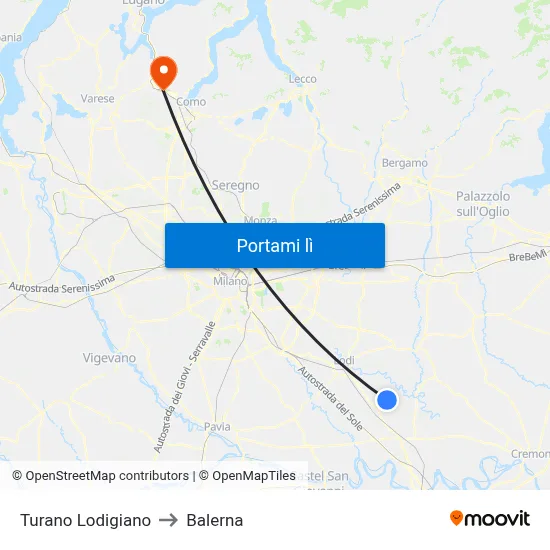 Turano Lodigiano to Balerna map