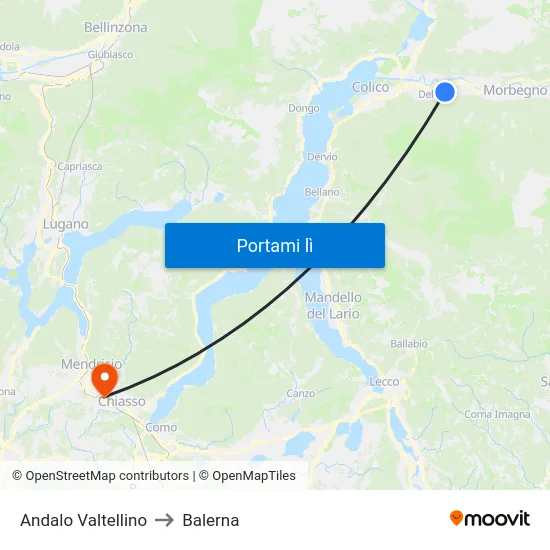 Andalo Valtellino to Balerna map