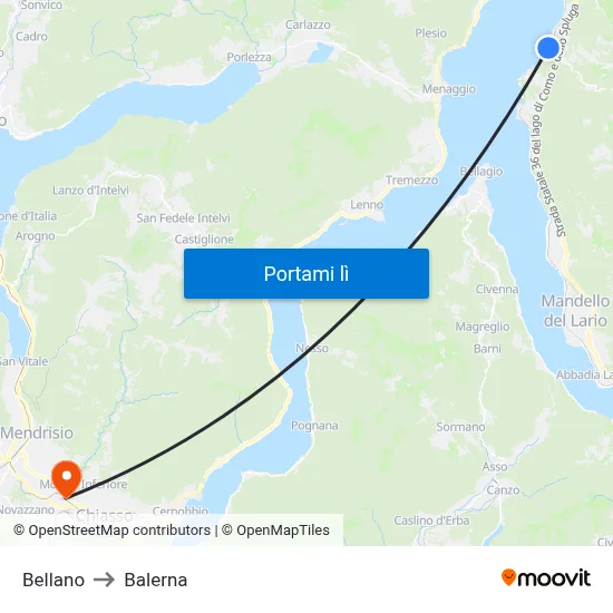 Bellano to Balerna map