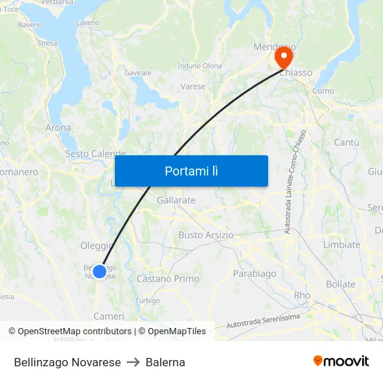 Bellinzago Novarese to Balerna map