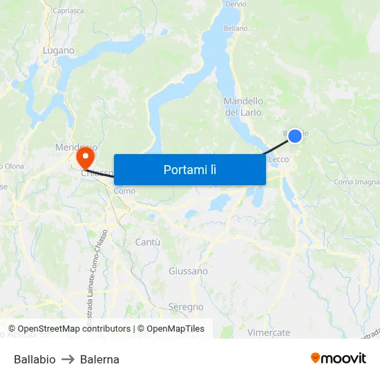 Ballabio to Balerna map