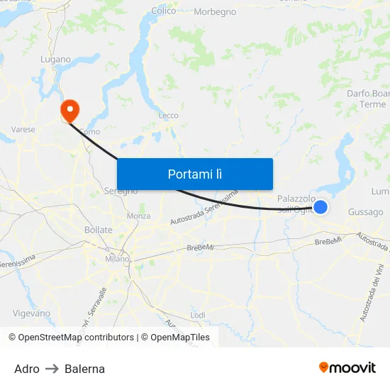 Adro to Balerna map
