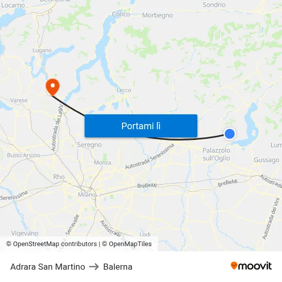 Adrara San Martino to Balerna map