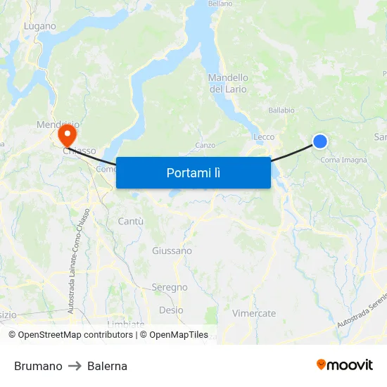 Brumano to Balerna map