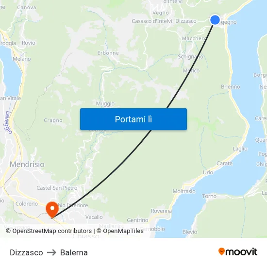 Dizzasco to Balerna map