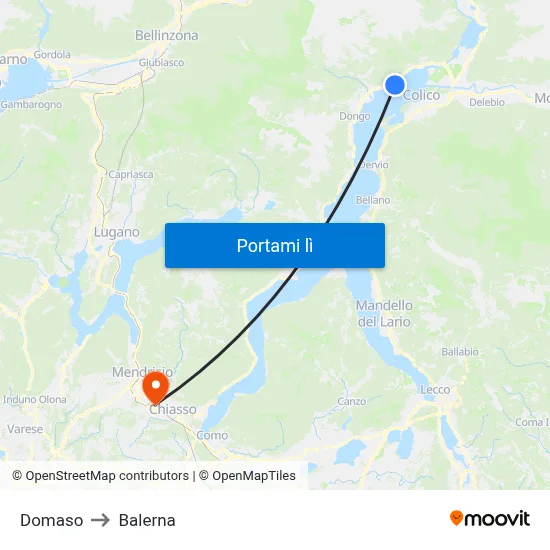 Domaso to Balerna map
