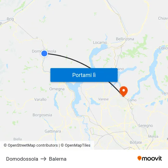 Domodossola to Balerna map