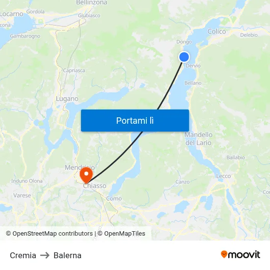 Cremia to Balerna map
