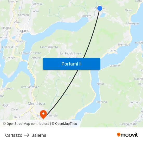Carlazzo to Balerna map