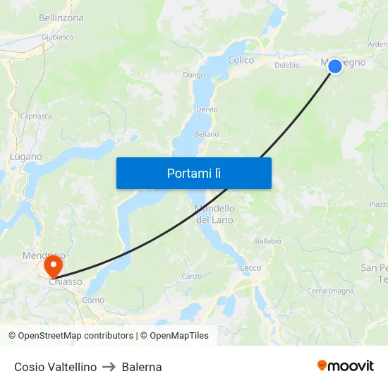 Cosio Valtellino to Balerna map