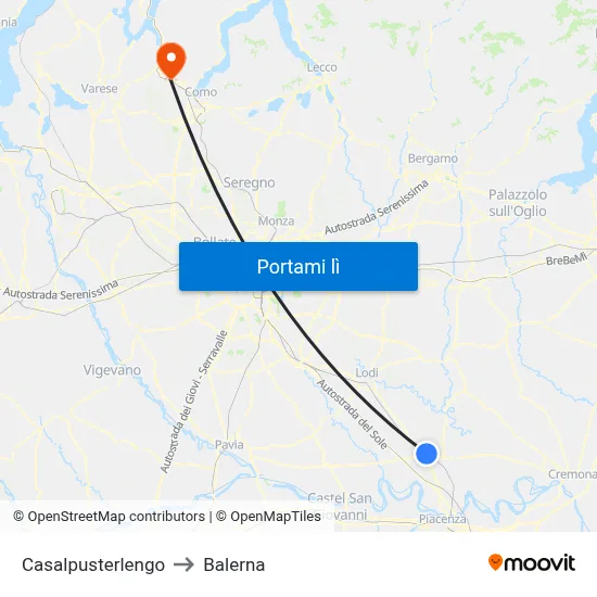 Casalpusterlengo to Balerna map